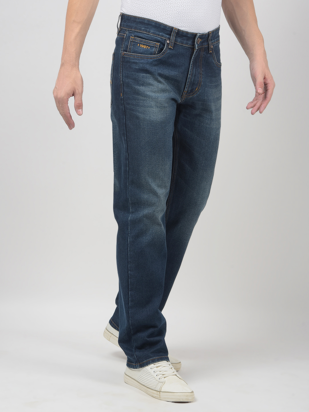 Numero Uno Men Solid Dark Blue Jeans